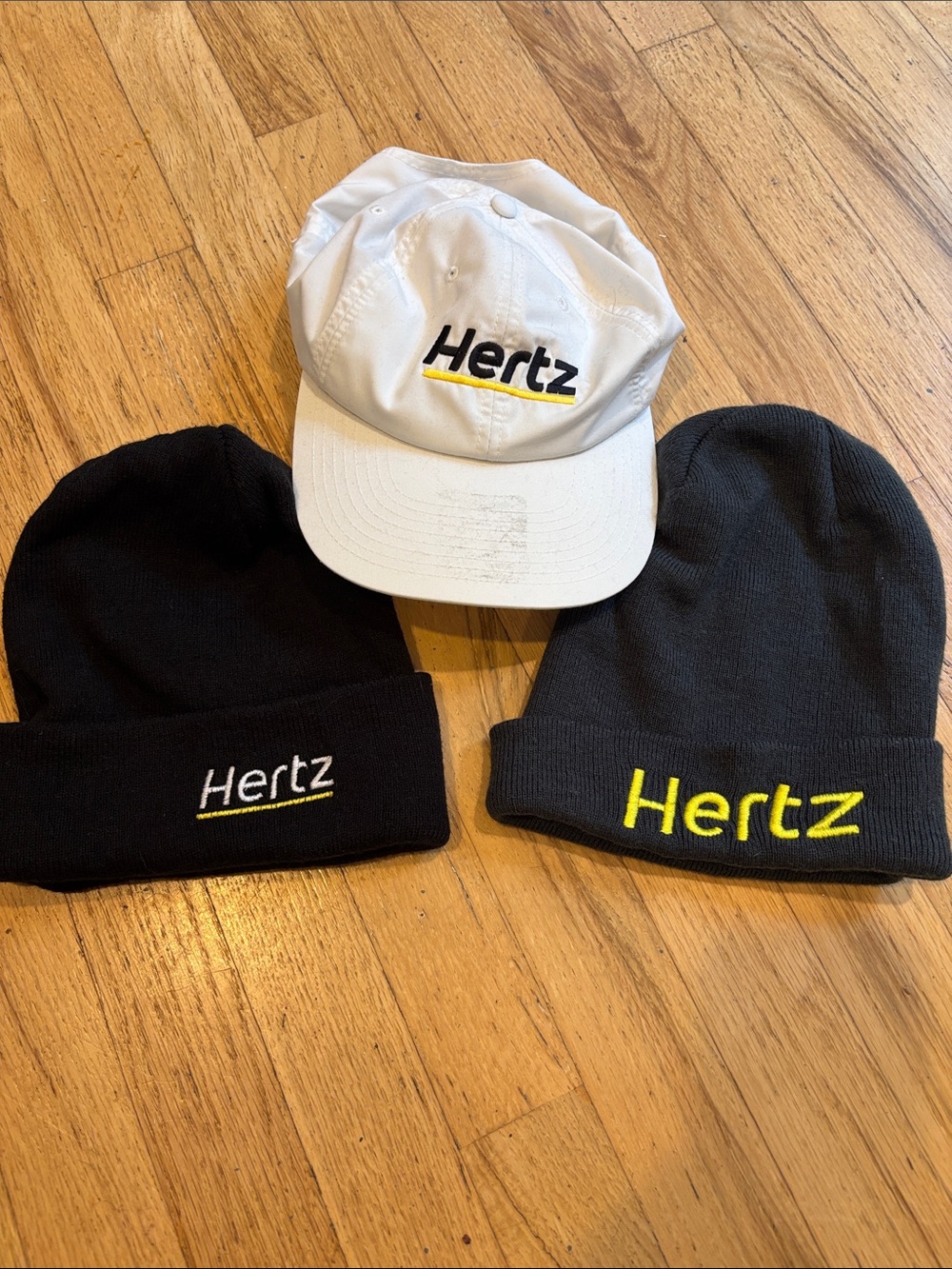 Hertz Branded Cap and Beanie Set - White Cap & 2 Black Beanies